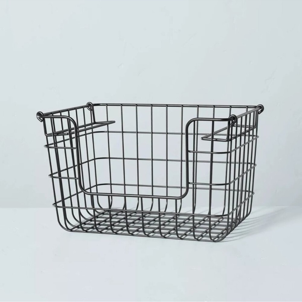 Hearth & Hand Magnolia LARGE Stacking Black Wire Metal Storage Basket Matte